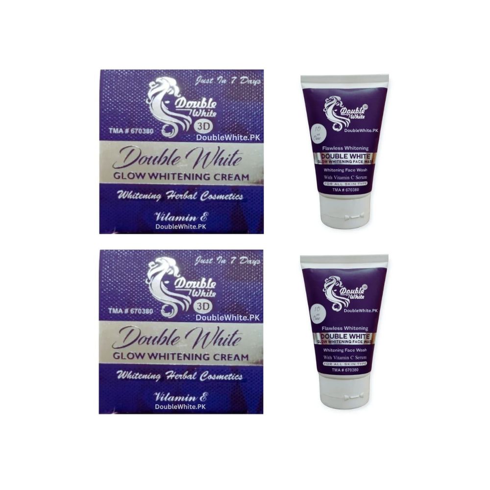 Buy Double White Face Wash & Whitening Cream Pack of 4 Pakistan