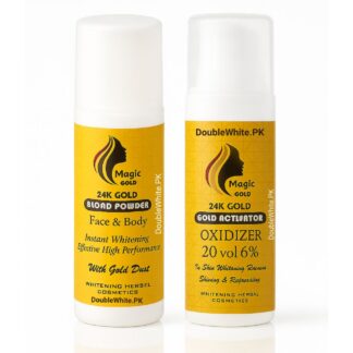 Double White Magic Gold Skin Polish 24K Whitening Glow for a luxury parlor-style facial at home - Available at DoubleWhite.pk - Call 03051683135