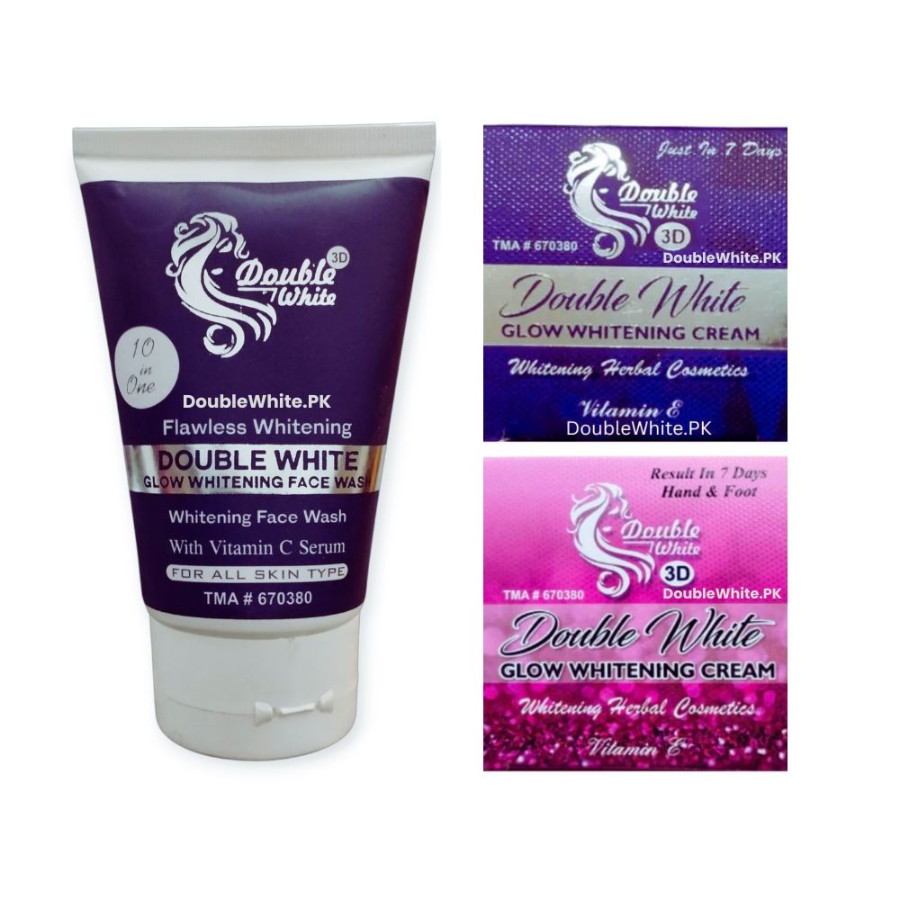 Double White Whitening Creams & Face Wash Bundle Pack of 3 for a clear and glowing complexion at DoubleWhite.pk - Order via WhatsApp 03051683135
